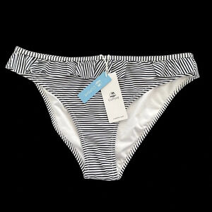 NWT Cupshe size Large Navy Stripe Ruffle Bikini Bottoms Swim Nautical Swimwear L